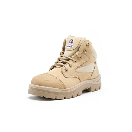 Halfhoge S3 veiligheidsschoen Steel Blue Parkes Zip Sand met rits en kruipneus