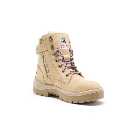 Detail ritssluiting Steel Blue Southern Cross Zip Dames S3 Sand