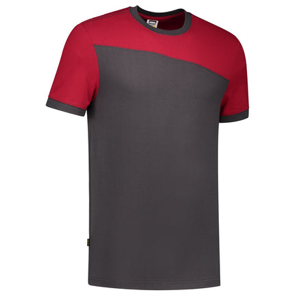 Tricorp 102006 T-Shirt Bicolor Naden Donkergrijs/Rood