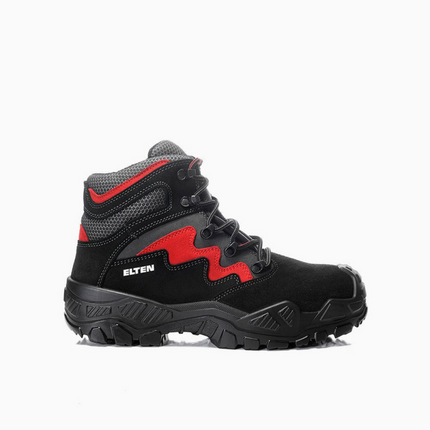 Elten Mick Mid S3S Zwart/Rood zijaanzicht met 10 mm hakrand