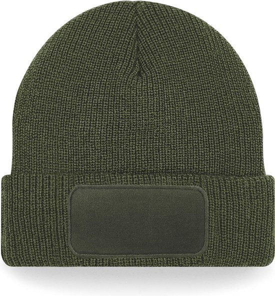 Beechfield Thinsulate™ Patch Beanie B440 – Olijfgroen – Één Maat
